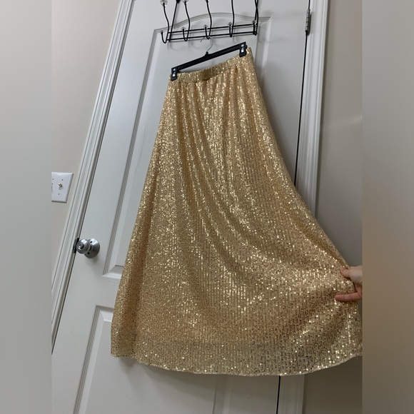 Long Gold Sequin Skirt - Picture 11 of 17
